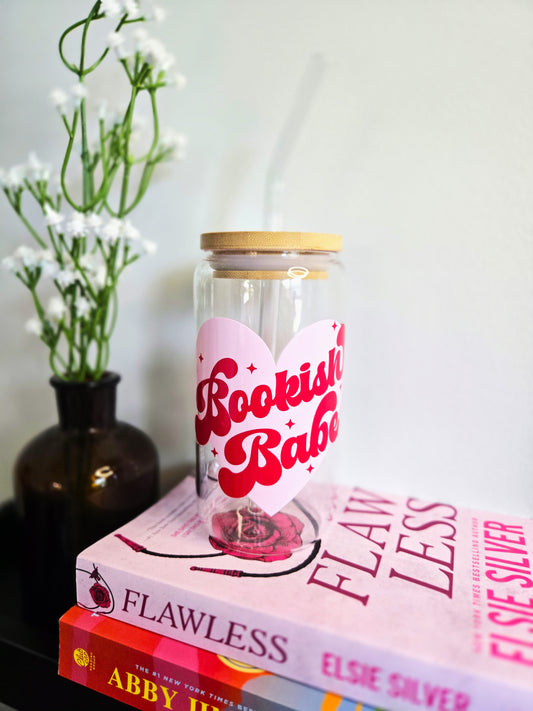 16 oz Glass Cup- Bookish Babe