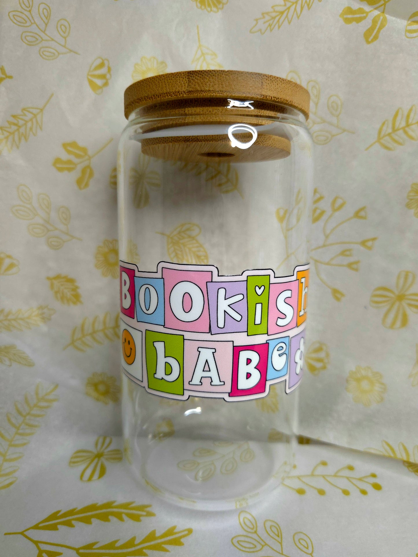 16 oz Glass Cup - Cute Bookish Babe