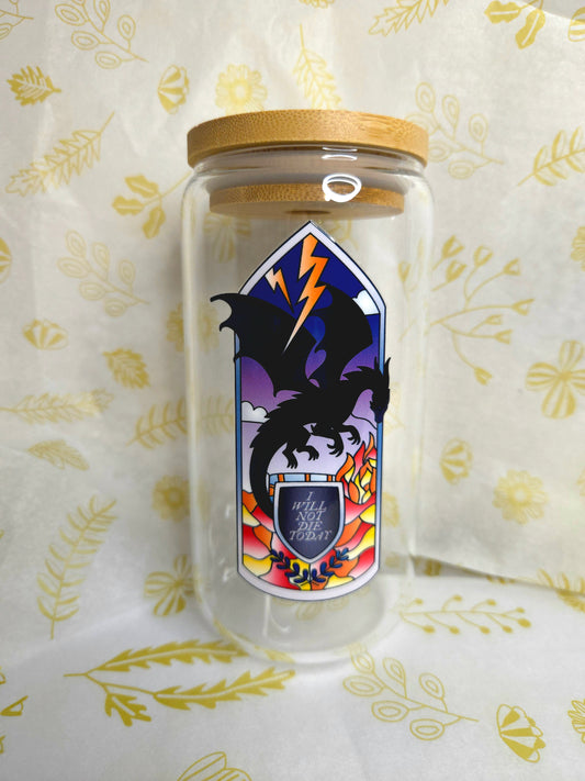 16 oz Glass Cup - Fourth Wing Inspired