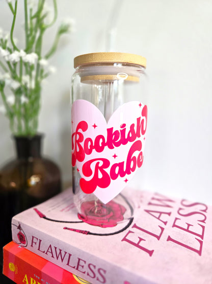 16 oz Glass Cup- Bookish Babe