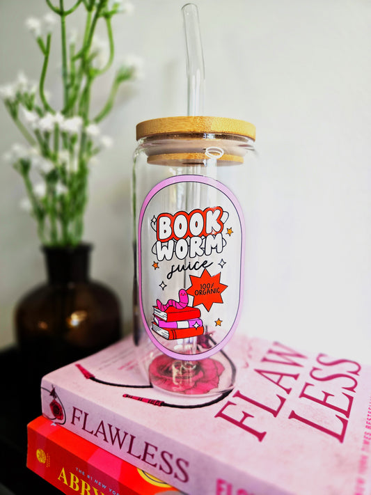 16 oz Glass Cup - Bookworm Juice