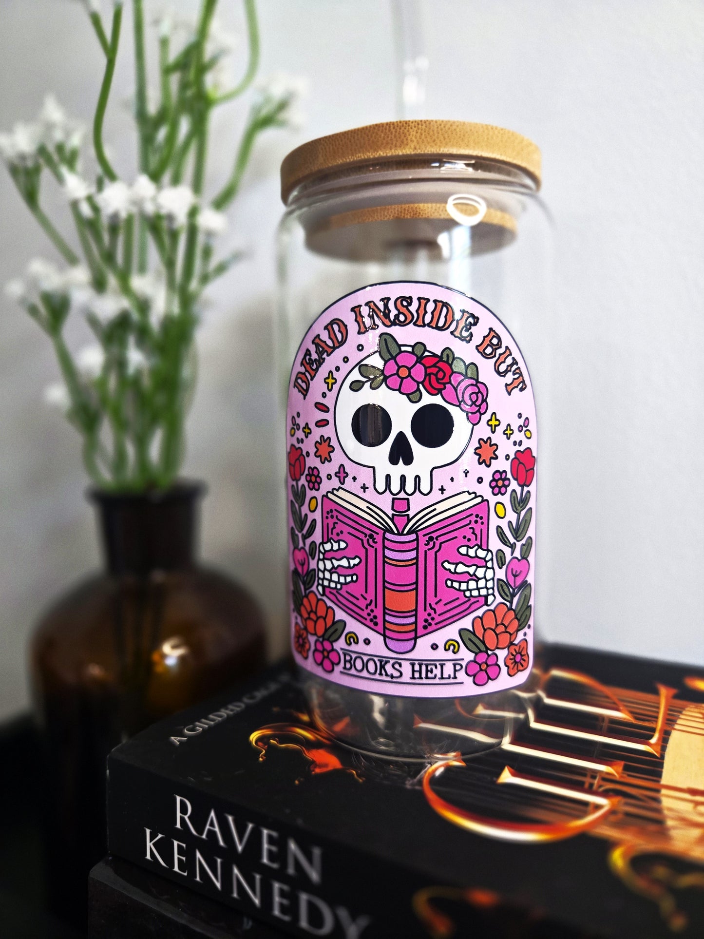 16 oz Glass Cup - Dead Inside