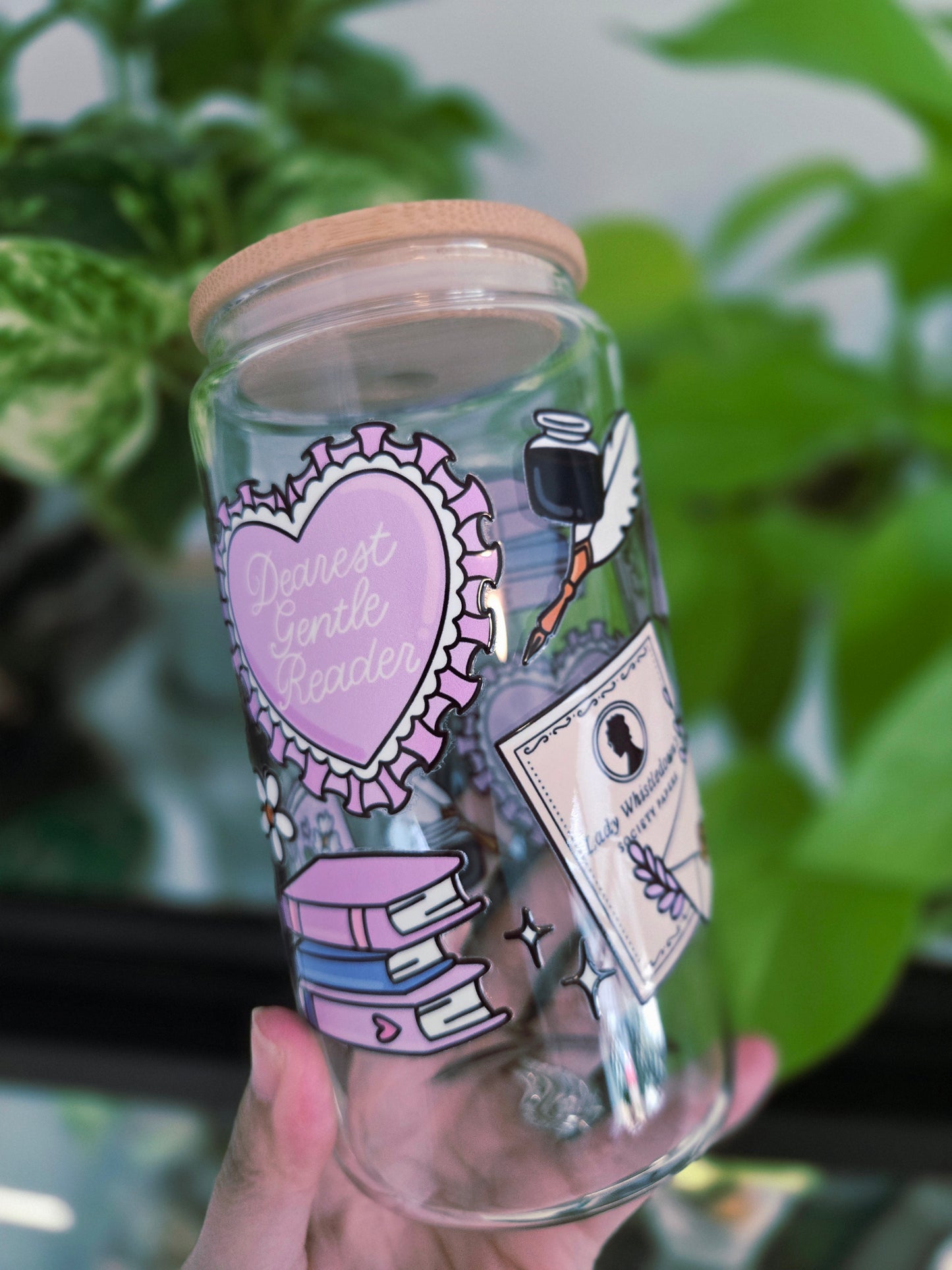 16 oz glass cup | Dearest Gentle Reader