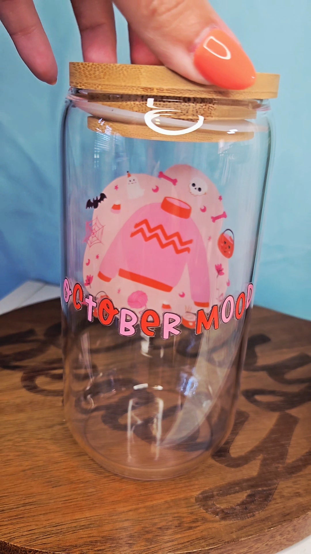16oz Glass Cup- October Mood