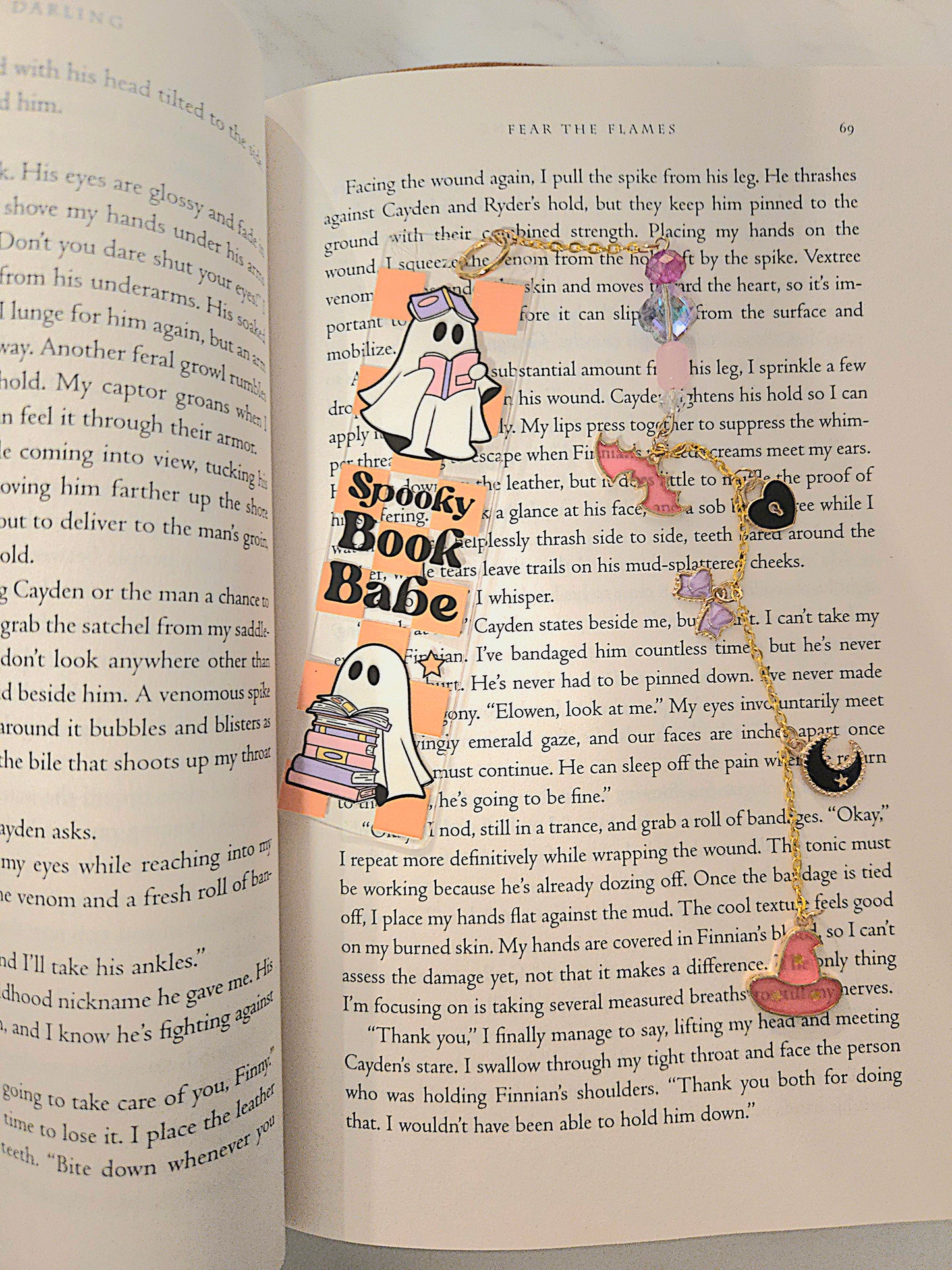 Charm Bookmark - Spooky book babe
