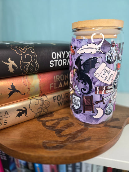 16 oz glass cup - Fourth Wing inspired