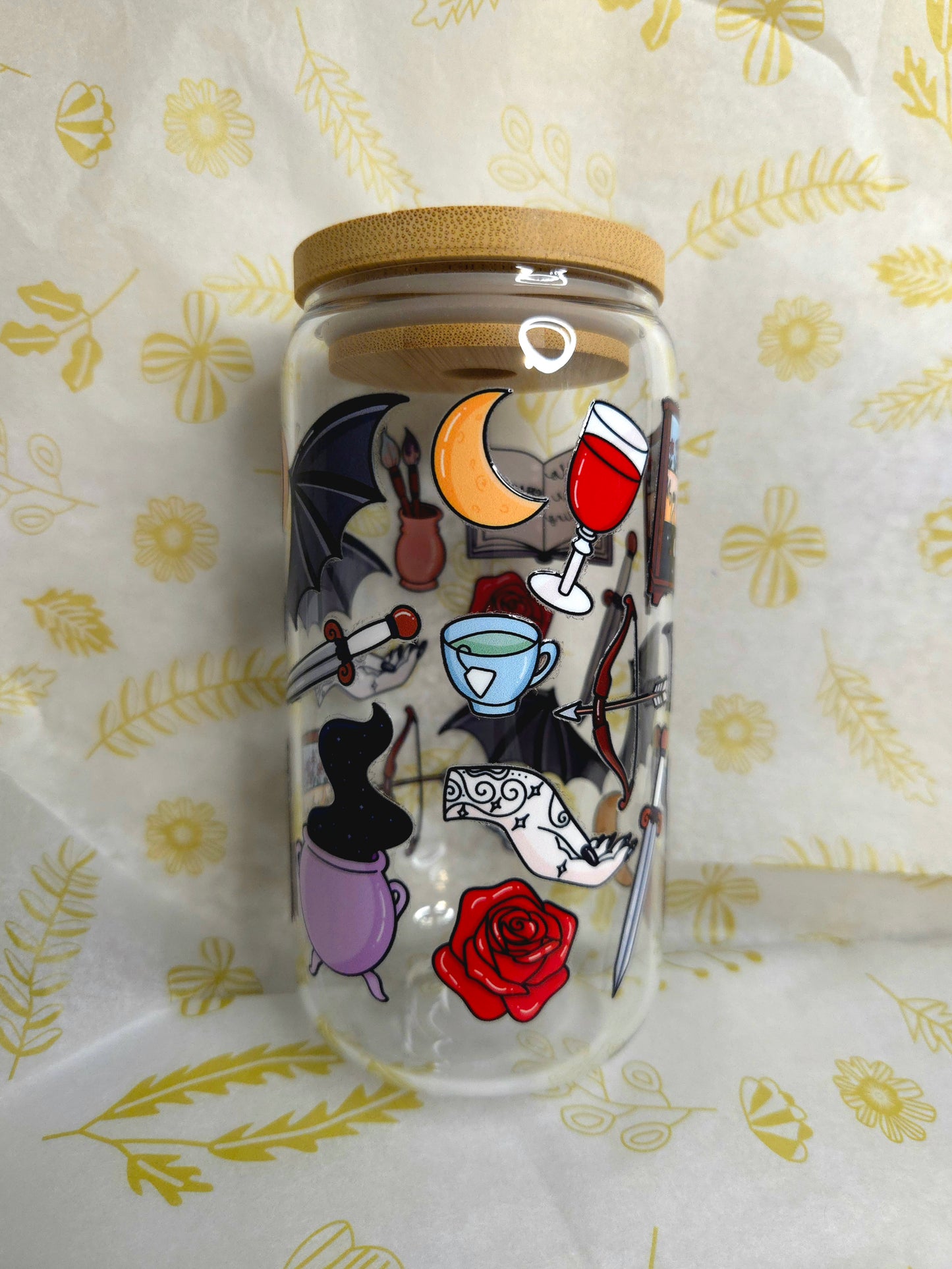 16 oz Glass Cup - ACOTAR Inspired